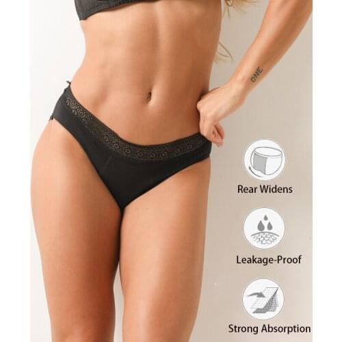 Four Layers Period Menstrual Panties Leakproof Panties Physiological Antibacterial Briefs Sexy Lace Underwear Women XS-6XL