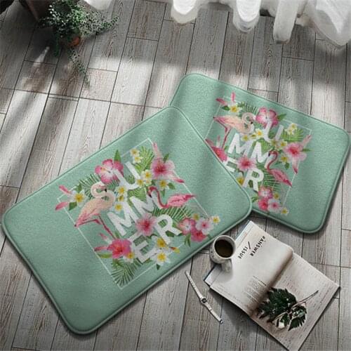 Flamingos Decorative Doormat 40*60cm Pink Carpet Home Living Room Soft Rug Bathroom Kitchen Indoor Anti-Slip Absorbent Floor Mat