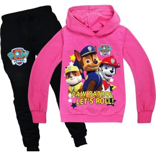 Kids Sports Suit PAW PATROL Childrens Hooded Long-sleeved Jacket + Trousers Two-piece Casual Student Clothing Suit