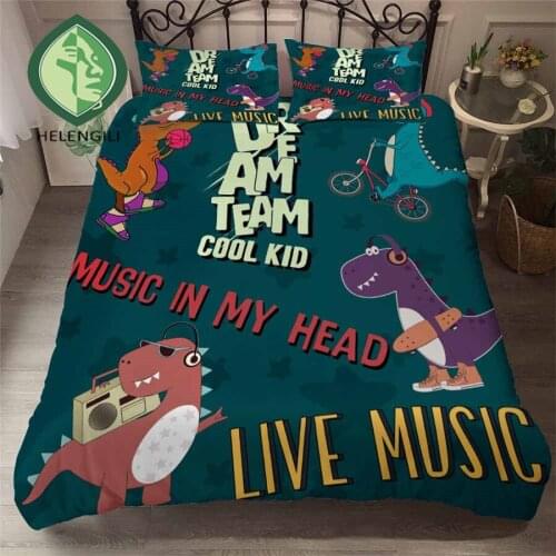 HELENGILI 3D Bedding Set Jurassic Park Dinosaur Print Duvet cover set bedclothes with pillowcase bed set home Textiles #YC-25