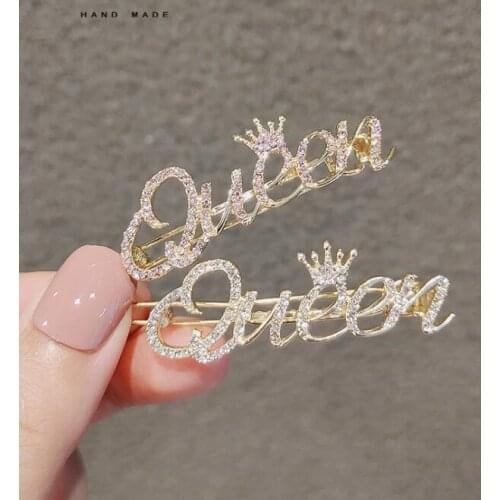 Crystal word letter hair clips Pin for Women Charm Bling Crystal Word Letter Hair Clips Barrette Accessories