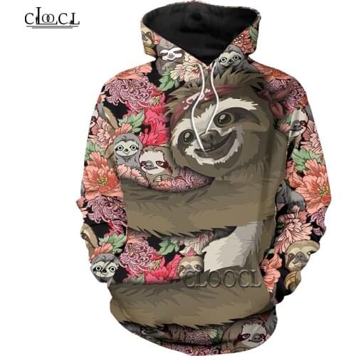HX Drop Shipping Cool Sloth Animal 3D Print Mens Hoodie Harajuku Fashion Sweatshirt Unisex Casual Fsahion Zipper Jacket Pullover