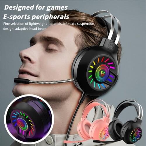 KINGSTAR Gaming Headphone Wired Earphones Colorful LED 7.1 Surround Sound Stereo Bass Gamer Headphones with Microphone for PC