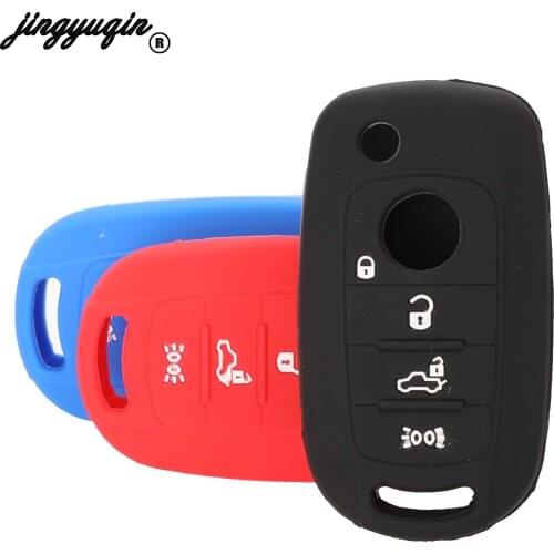 Jingyuqin 4 Button Silicone Car Key Case Remote Protect Cover For FIAT Toro 500X Nuovo Grazie Holder Shell