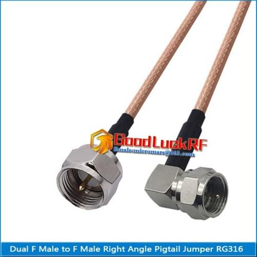 Dual F Male to F Male Right Angle 90 Degree Plug Pigtail Jumper RG316 Extend Cable 50 ohm Low Loss TV High-quality