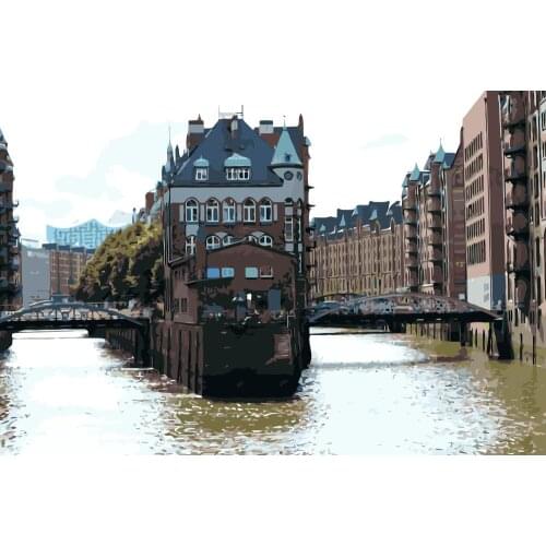 PX-55 Hamburg Elbe Concert Hall painting coloring by numbers digital Hand-painted canvas painting for home decor 40x60cm