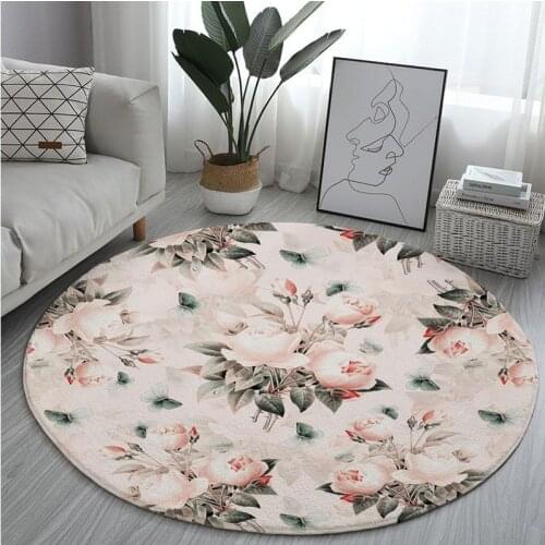 European style peony rose flower round carpet living room childrens bedroom carpet and floor mats computer chairs floor mats cl