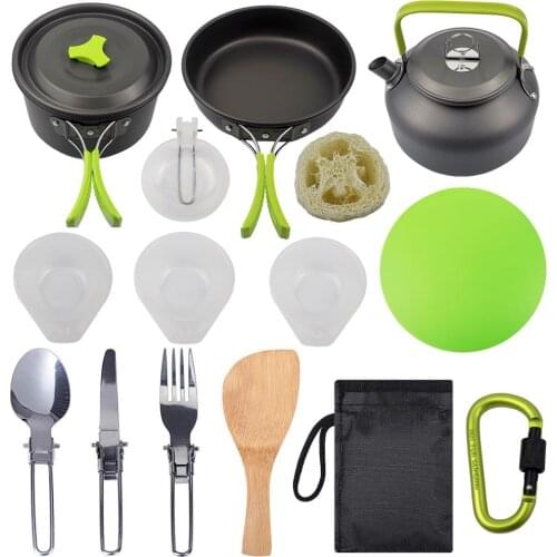 Camping tableware Hiking Cookware Set Lightweight Folding Picnic outdoor kitchen cooking set