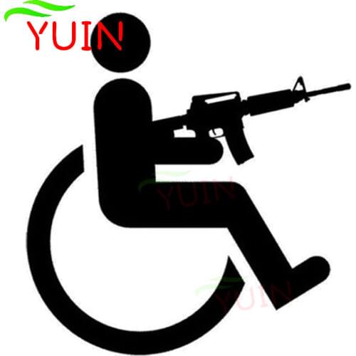 Disabled Wheelchair Gun Car Decals Fashion Body Window Decoration PVC Waterproof Sunscreen Stickers Can Be Customized Color