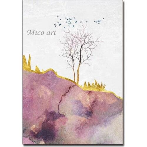 Gold Foil Scenery Oil Painting Design 100% Hand Painted Abstract Textured Art Modern Home Wall Decor Canvas Decorative Items