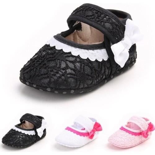 Newborn Toddler Baby Girl Shoes PU leather Buckle First Walkers With Bow Red Black Pink White Soft Soled Non-slip Crib Shoes
