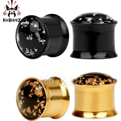 KUBOOZ Ear Piercing Jewelry Plug Tunnel Stainless Steel Double Flared Gold Gauges Stretcher Body Jewelry Earrings Gift 20PCS