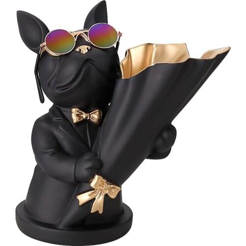 Nordic French Bulldog Sculpture Dog Statue Statue Jewelry Storage Table Decoration Gift Belt Plate Glasses Tray Home Art Statue