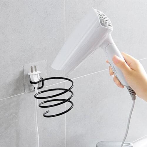 Spiral Hair Dryer Holder Wall Mounted Organizer Spiral Stand Holder Rack Aluminum Bathroom Shelf Storage Bathroom Accessory