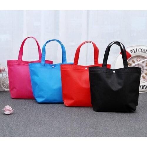Shopping bag foldable cloth bag eco big self button shopper bag large tote bag cotton tote bag accept print your own logo