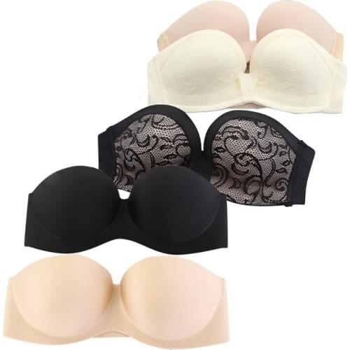 Tianlan zhong factory quality production without strapless non-slip breathable gather lace stealth security underwear miracl