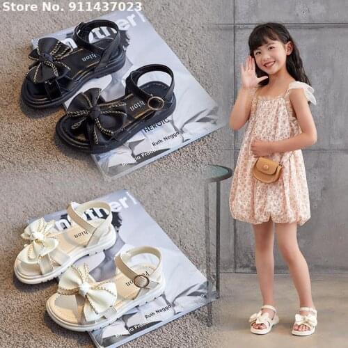 Girl Shoes Butterfly-knot Non-slip Soft Kids Toddler Baby Shoes Summer Korean Childrens Girls Princess Open Toe Beach Sandals