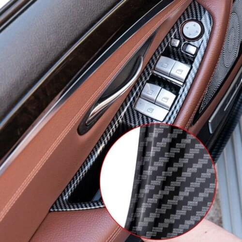 Carbon Fiber Car Interior Inner Door Handle Panel Pull Trim Cover For BMW 5 Series F10 F11 F18 2010-2017 Car Styling Accessories