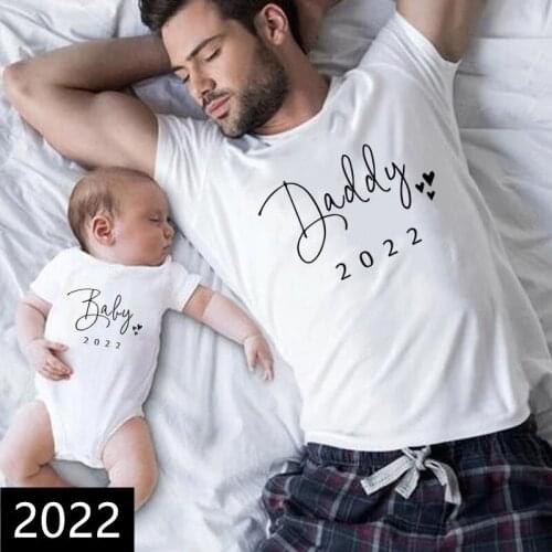 Funny Baby Daddy 2022 Family Matching Clothing Simple Pregnancy Announcement Family Look T Shirt Baby Dad Matching Clothes