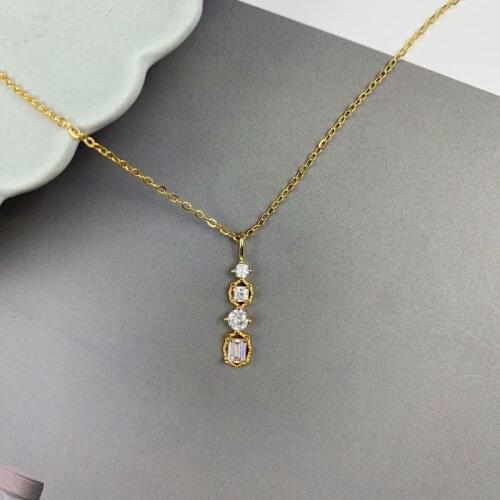Morivovog 925 Sterling Silver 5A Zircon Strip Necklace for Women Retro Elegant Chic Simple Necklace Light Luxury Jewelry Collier