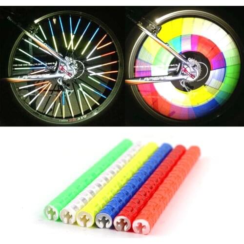 12Pcs Bicycle Mountain Bike Riding Wheel Rim Spoke Mount Clip Tube Warning Light Strip Reflector Reflective Outdoor 75mm