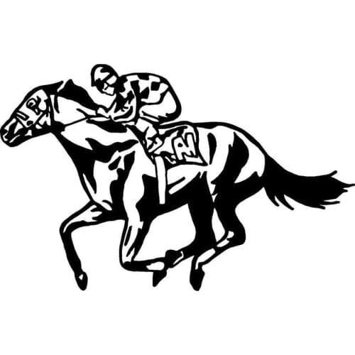 18cm*11.4cm Horse Racing Jockey Track Ponys Stable Hay Feed Bet Interesting Car Sticker Black Silver S6-2772