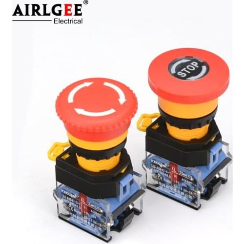 22mm emergency stop switch button mushroom head self-locking button LA38-11ZS / stop emergency power failure stop 1NO 1NO / 2NC