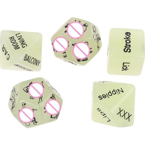 5pcs/set Luminous English Words Acrylic Sex Dice Erotic Love Game Sexy Posture Adult Couple Lovers Bachelor Gifts