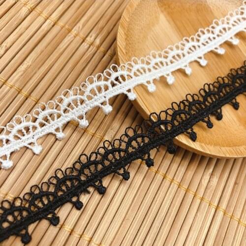 5 Yards/lot Width 1.2cm Water Soluble Embroidery White Black Lace Fabric Trim Craft DIY Wedding Dress Garment Sewing Accessories
