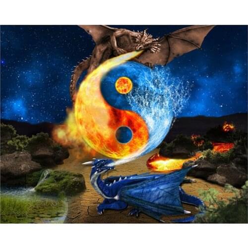 5D DIY Full Round Diamond Painting The Pinnacle Of Ice And Fire 3D Embroidery Cross Stitch Rhinestone Mosaic Home Decor Y265