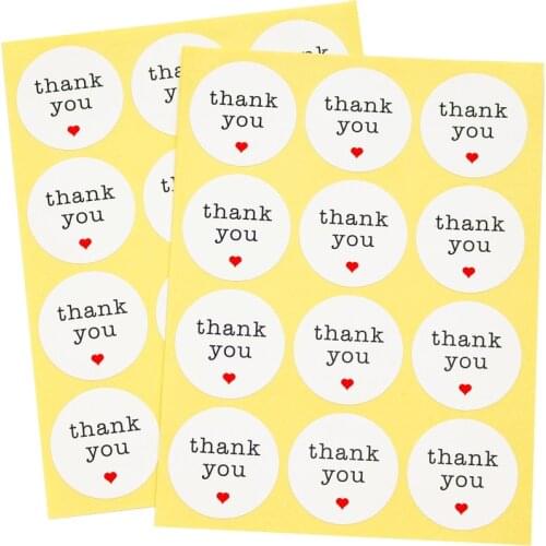 600pcs Round Thank you with Red Heart White Paper Stickers Cloud Shape Gift Stickers DIY Wedding Party Decor Seal Label Sticker