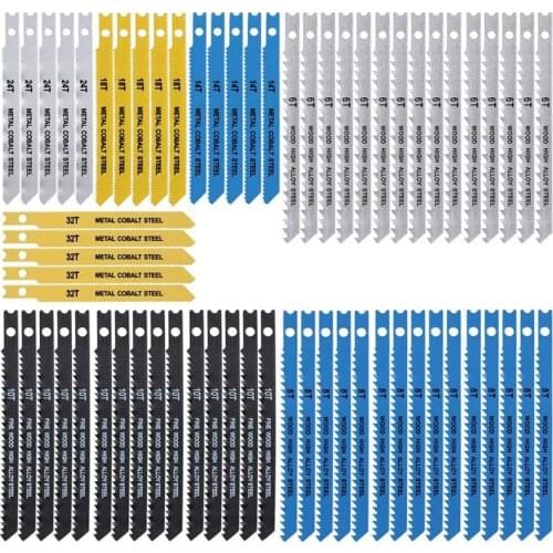 65PCS U-Shaped Jig Saw Blade Set, for Wood-Plastic Metal Cutting, Used for Jig Saw Blade U-Shaped Handle