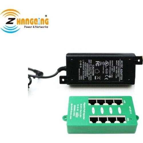 Active Gigabit 4 Port PoE Injector Negotiation Power Over Ethernet PoE Patch Panel With 48V 60W Power Supply