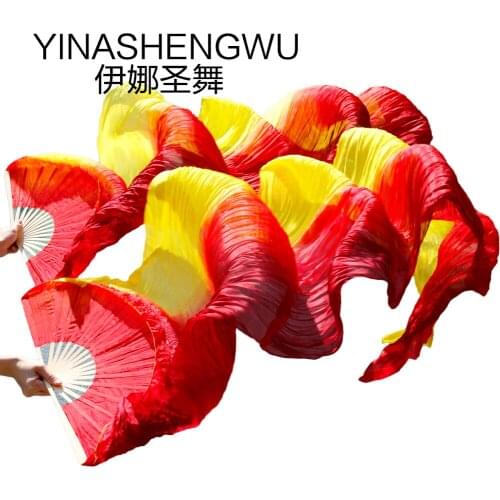 Handmade Bamboo Ribs Dance Props Silk Belly Dance Fans 1 Pc Left hand+1 Pc Right Hand Silk Dancing Fans