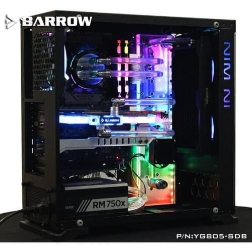 Barrow Acrylic Board as Water Channel use for IN WIN 805/805C Computer Case use for Both CPU and GPU Block RGB Light to AURA