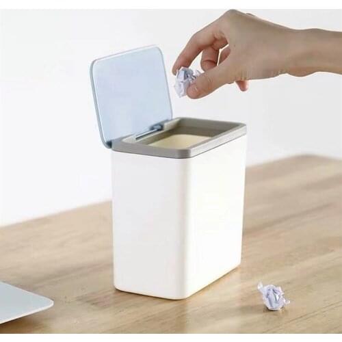 Home Waste Bin Small Trash can Mini Desktop ashcan litter Trash little Table Top Trash Box for desk Car trash bin With Lid