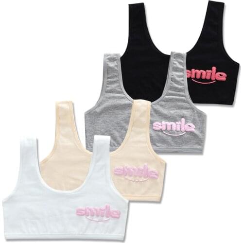 Teen bra girl vest Cotton Spandex Big Girls Sport 7-14 Years Adolescente Kids Underwear Letter Racerback Training