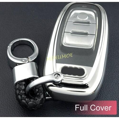For Audi A4 B8 A5 A6 A7 A8 Q5 S4 S5 S6 S7 S8 SQ5 Car Key Chain Ring Fob Cover Case Holder Silver
