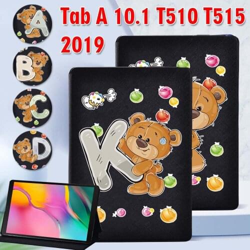 Tablet Case for Samsung Galaxy Tab A 10.1 Inch 2019 T510/T515 Flip PU Leather Stand Cover + Free Stylus