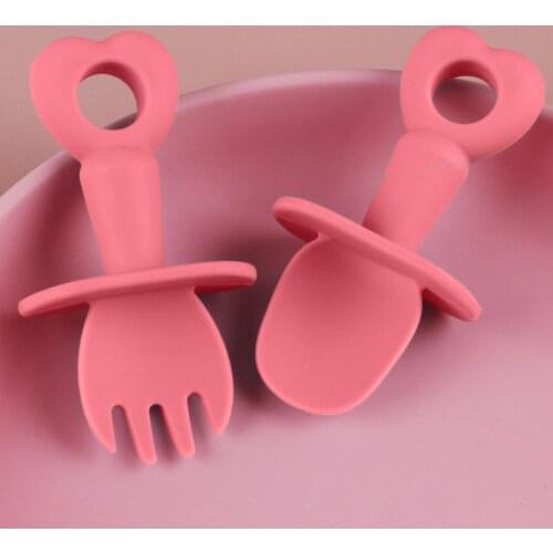 Baby Easy Grip Cutlery Sets Baby Utensil Self Feeding Kit Children Feeding Training Learning Spoons And Fork Dropshipping