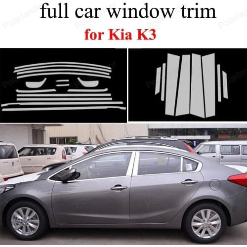 For K-ia K3 with center pillar Stainless Steel sill Strips Car Styling full Window Trim
