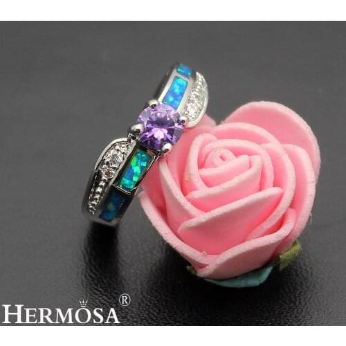Hermosa Women Precious Stone Jewelry Mystic Fire Australian Opal Ring Size 7 DF60 Shiny Lady Christmas Gift
