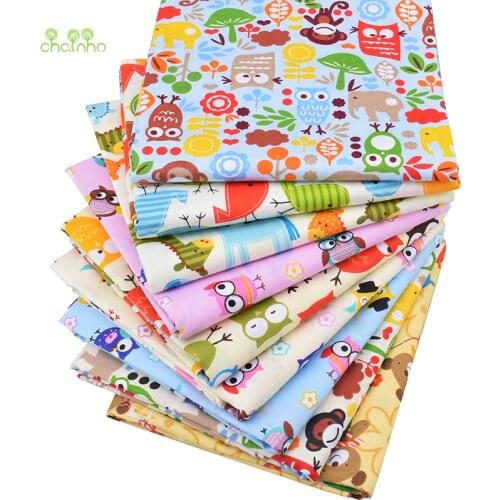 Chainho Cartoon Print Twill Cotton Fabric For DIY Quilting Sewing/Tissue Of Baby&Children/Sheet,Pillow,Cushion,Curtain Material