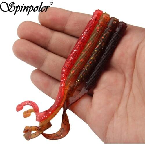 The Perfect Soft Plastic Lure Ribbontail Worms Long Tail Swimbait with Salt for Texas or Carolina Rigging