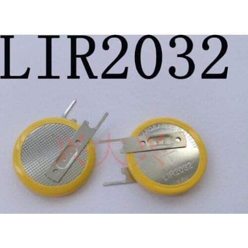 5PCS LIR2032 3.6V belt welding foot, rechargeable button battery, vertical welding foot battery, charging button battery