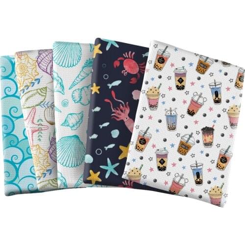 Summer Printed Polyester Cotton Bullet Fabric for Tissue Kids Home Textile for Sewing Doll Dress Curtain 50*145cm