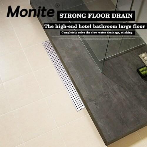 Bathroom Linear Shower Floor Drain Srainer 304 Stainless Steel Luxury Bathroom Drains Rectangle Deodorization Type 600mm x 68mm