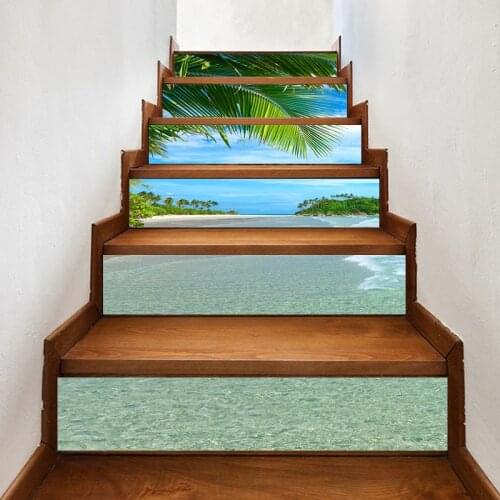 PVC Mural Paper Beautiful View Sea Print Renew Picture Self Adhesive Waterproof Stair Stickers Home Decor Wallpaper For Bedroom