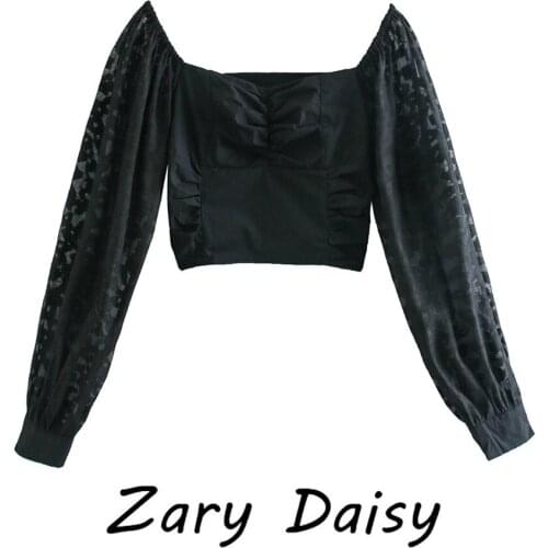 ZARY DAISY spring and summer new lantern sleeve word shoulder clothes European and American bloggers street shooting fashion sti
