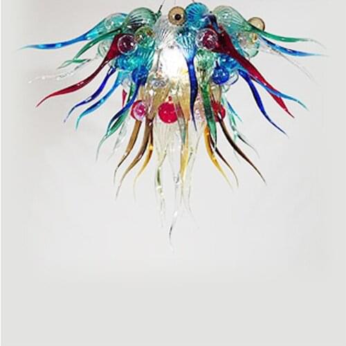 New House Decor Hand Blown Murano Style Multi Color Glass Modern Art LED Chandeliers